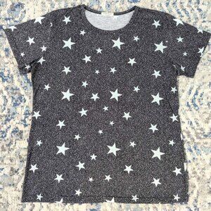 EISHOPEER Women's Pajama Top Short Sleeve Star Printed in Size Large